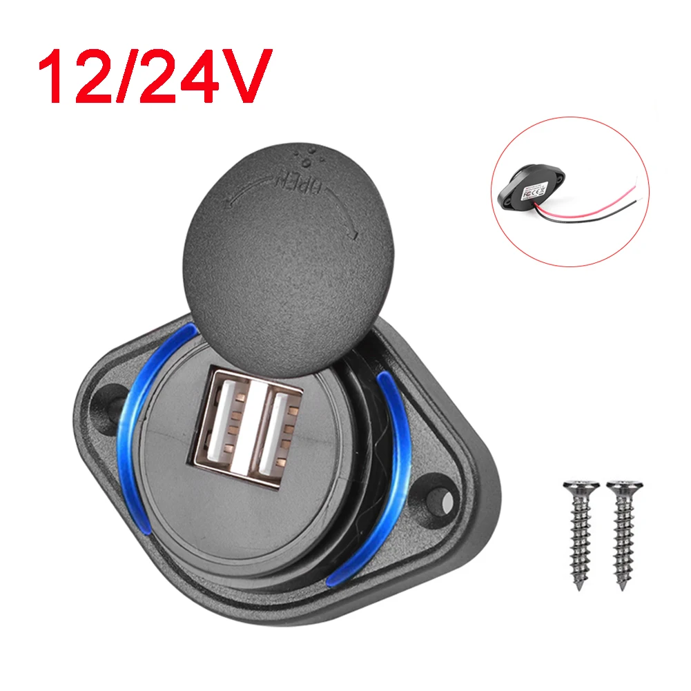 

12/24V 4.2A Dual USB Charger Power Socket Adapter With Sliding Cap For Motorbike Car Boat Bus ATV UTV Camper Caravans KO