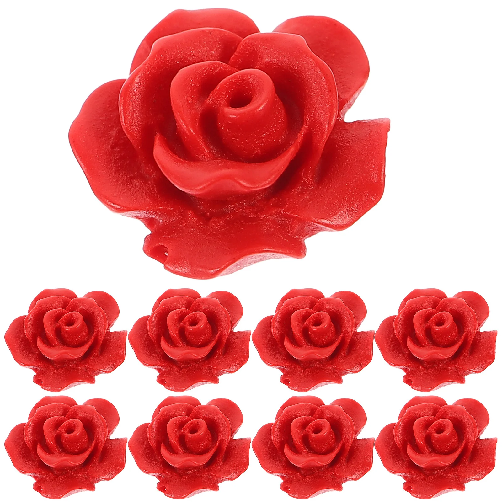 

50 Pcs Rose Loose Beads Lotus Flower Necklace Red Craft Spacer Carved Prayer Decor Detailed DIY
