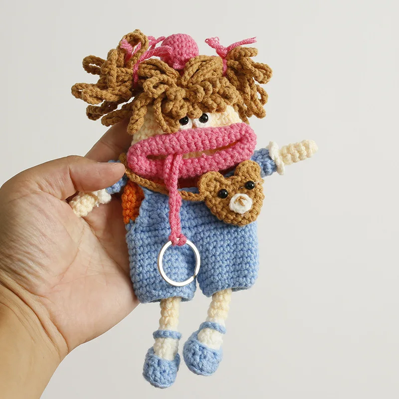 Милая искусственная кукла для рукоделия вязаная сумка хранения наушников