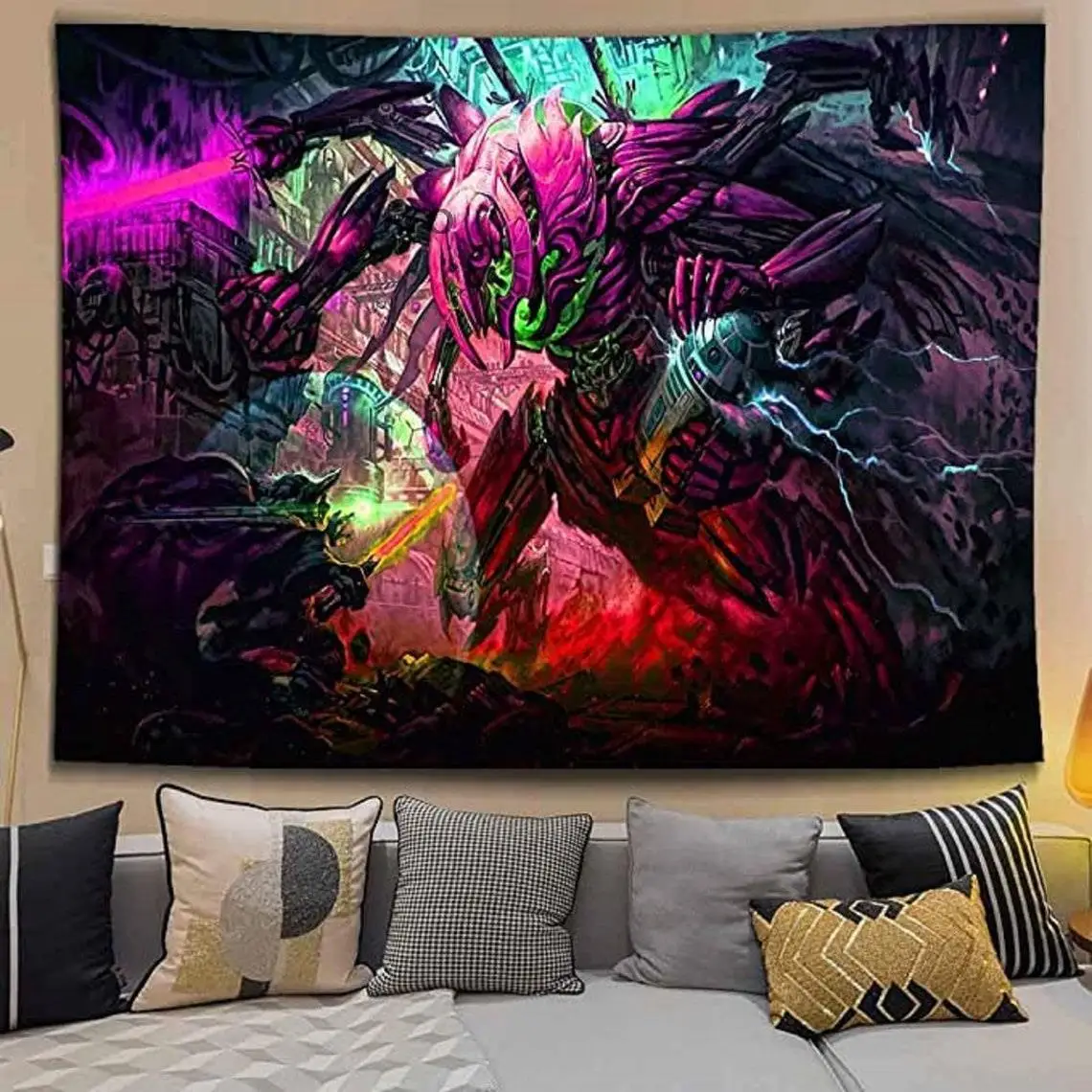 

Psychedelic Anime Tapestry Japanese Decor Fantasy Art Wall Hanging Tapestries Aesthetics Room Decoration Bedroom Sofa Blanket