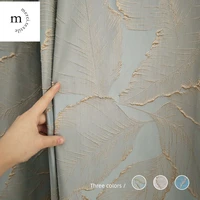 curtains for bedroom living dining room luxury gold leaf modern american high precision blue curtain fabric silver thread tulle