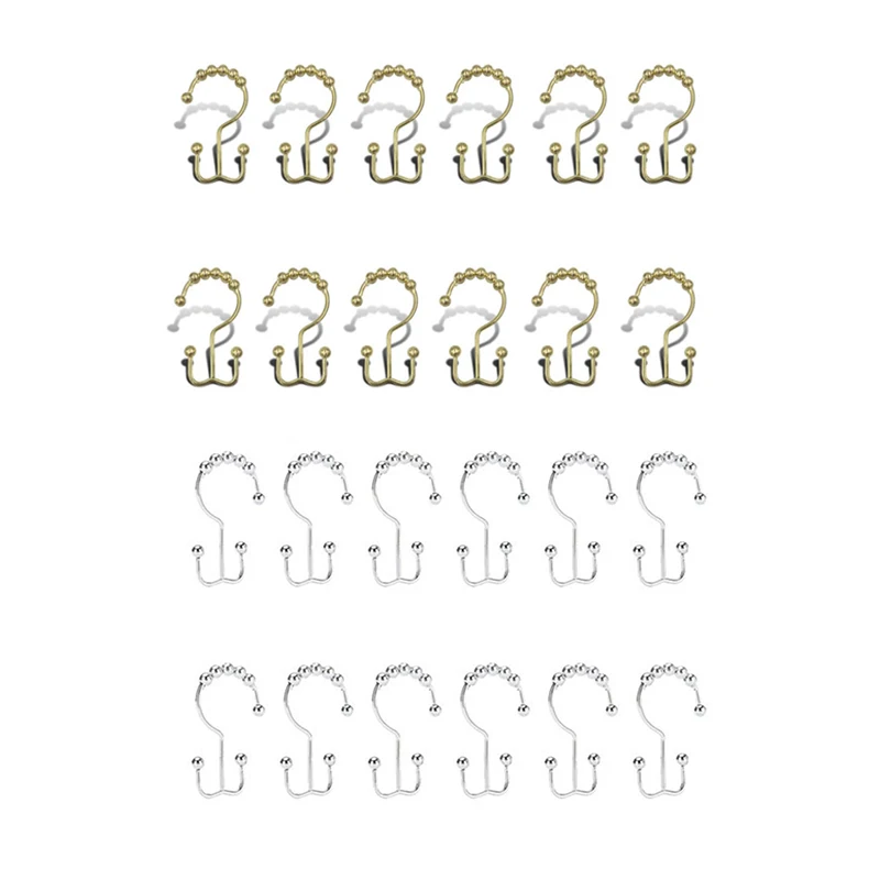 

Лидер продаж, крючки для штор для душа, устойчивые к ржавчине металлические двойные роликовые скольжения, кольца для ванной комнаты, набор и...