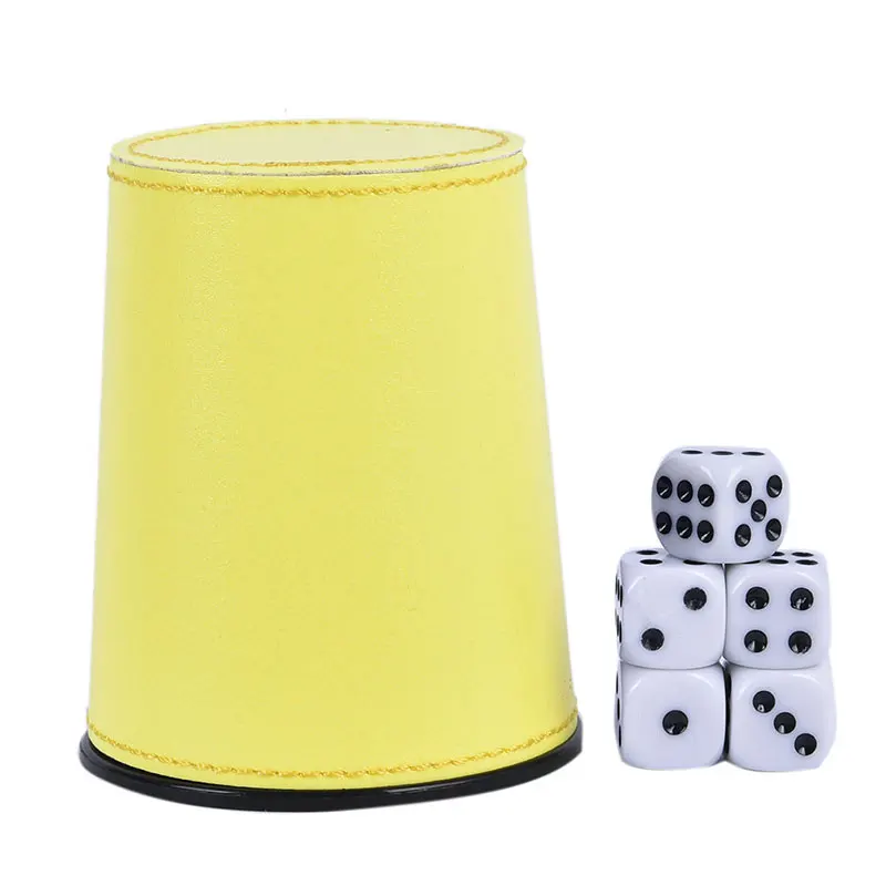 

PU Leather Flannel Dice Cup Bar KTV Entertainment Dice Cup With 5pcs Dices1