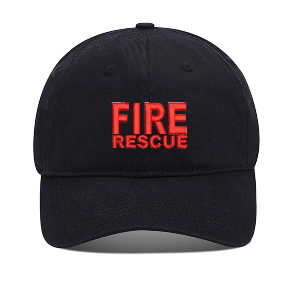 

Lyprerazy Baseball Hat Fire Fighter Rescue Unisex Embroidery Baseball Cap Washed Cotton Embroidered Adjustable Cap
