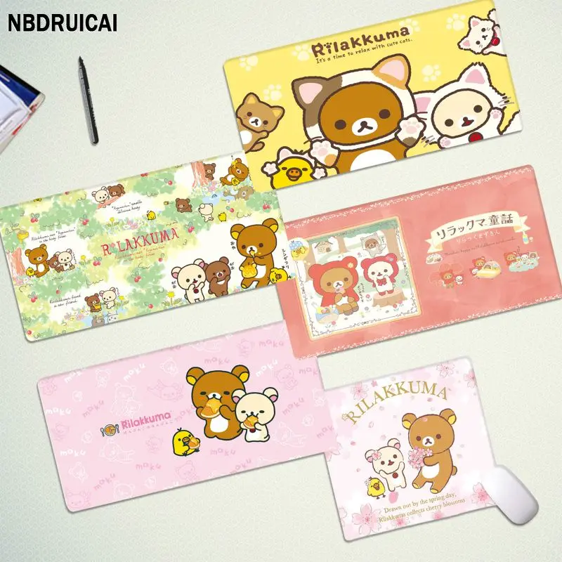 

Cute Pink Rilakkuma Your Own Mats Customized Laptop Gaming Mouse Pad Size For Large Edge Locking Game Keyboard Pad