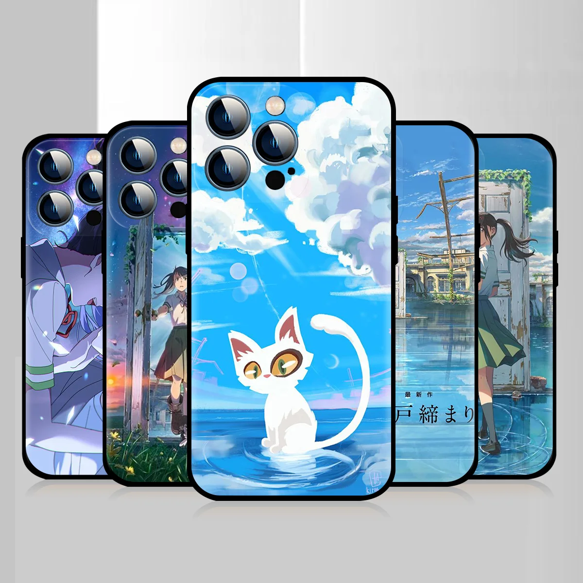 

Black Protection Phone Case For Apple iPhone 14 13 12 Mini 11 Pro Max X XS XR 7 8 Plus 6 6S SE 2022 Cover Japan Anime Suzume