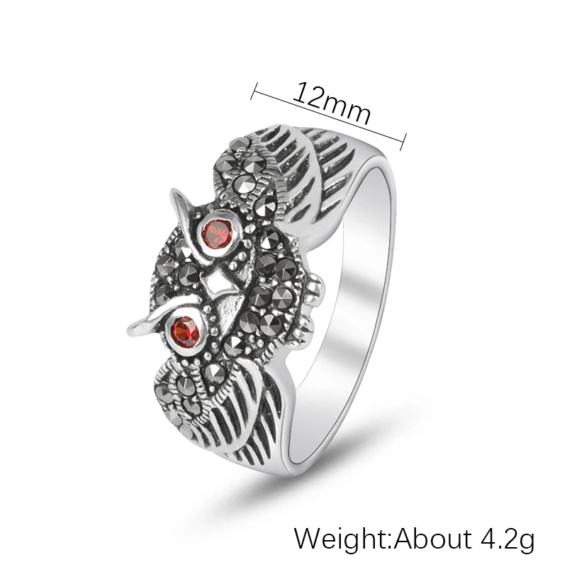 YYSUNNY кольцо в виде совы искусственное серебряное винтажное женское с гранатом