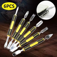 6pcsset metal crowbar electronic repair tools boot stick mobile phone pry opening double edged design crowbar hand tools