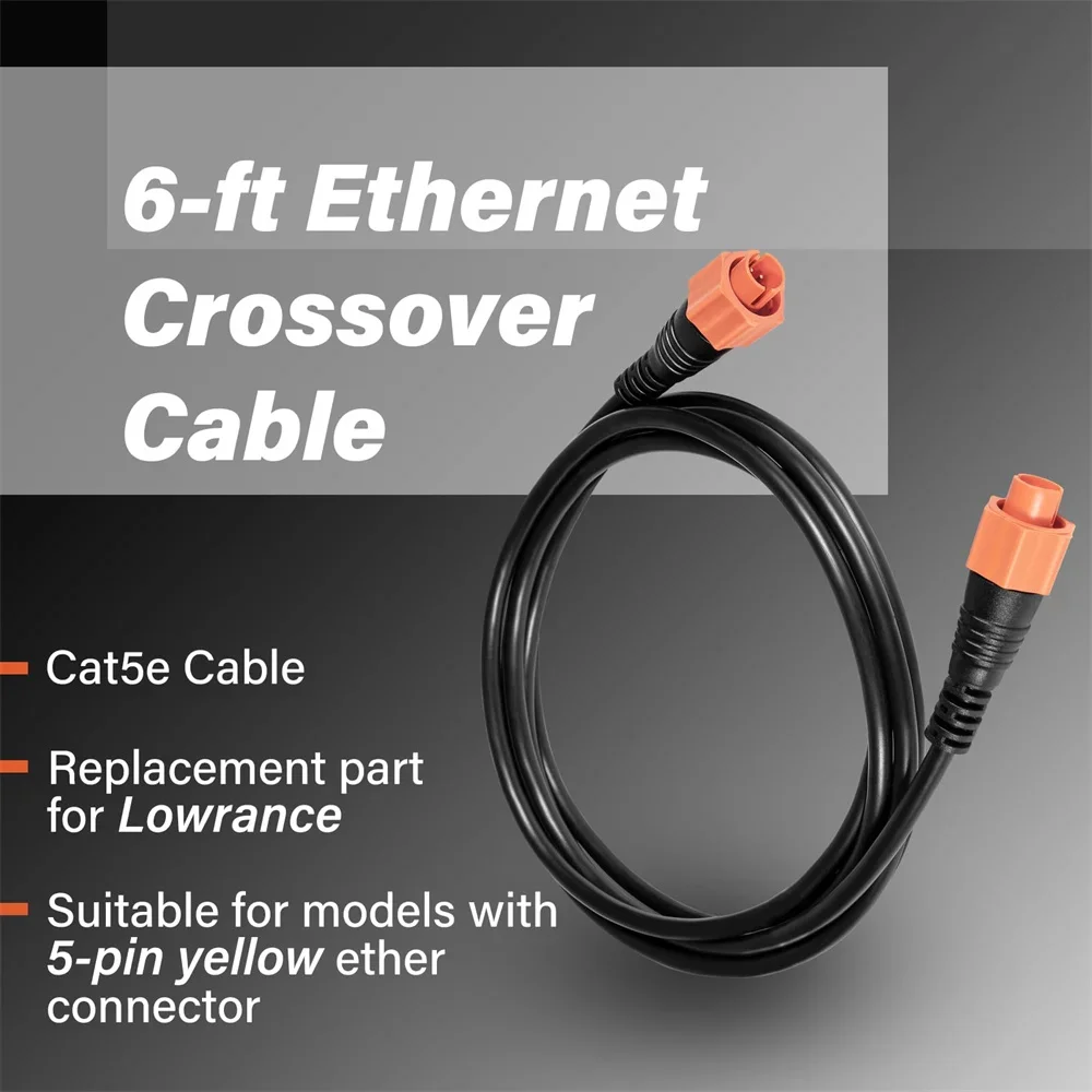 Фото Замена кабеля Ethernet Lowrance, желтый кабель Cat5e, 6 футов, высокоскоростной, Plug & Play, водонепроницаемый, для рыбалки №1