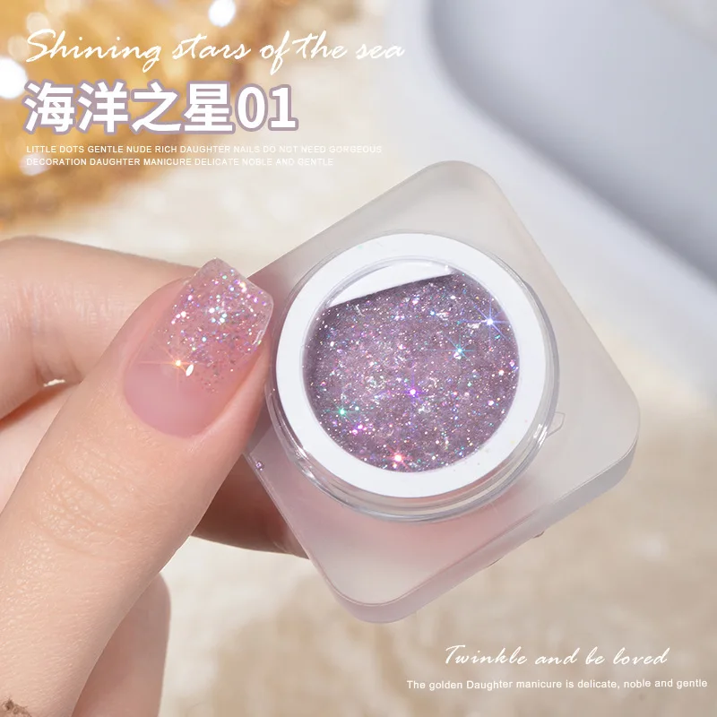

8 colors Heart of The Ocean Canning Colorful Glitter Piece Gel Nail Polish 5ml Phototherapy Glue Platinum Flash Nail Art Gel