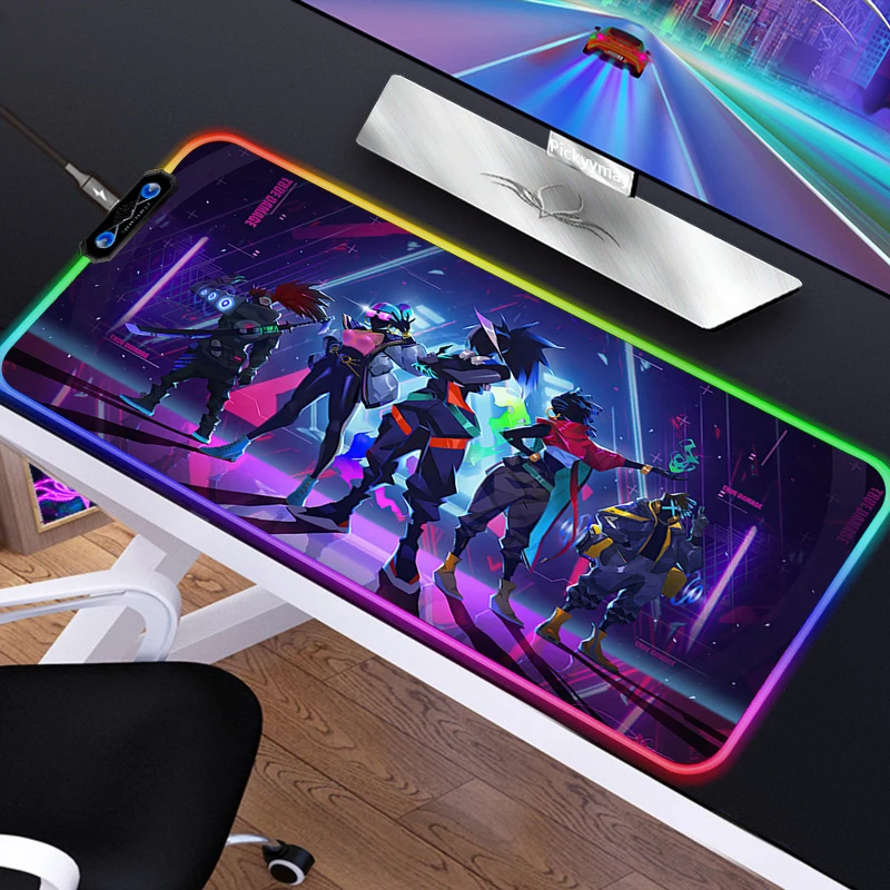 

Gaming Valorant Pad Mouse Desk Mat Manga Carpet USB Keyboard and Table Pads Setup Accessories Backlit RGB Mat Rubber LED Pc Xxl