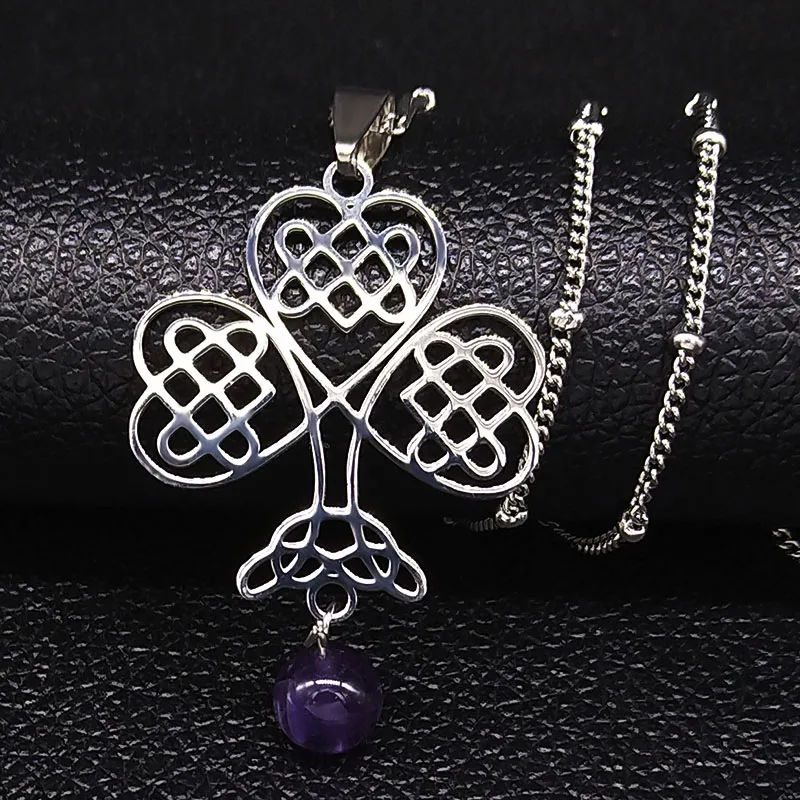 

Stainless Steel Necklace Women Purple Crystal Choice of Gemma Peter Necklaces Jewelry cadenas mujer N1033S08