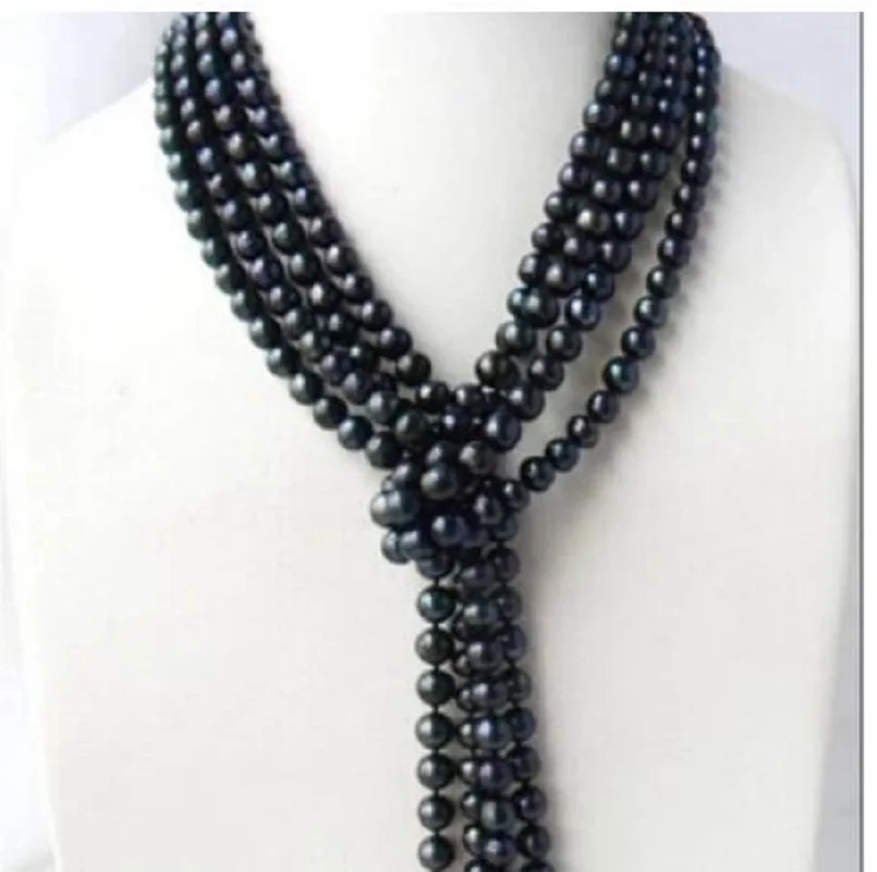 

100''GENUINE AAA 8-9MM South Sea Black PEARL NECKLACE 14K gold clasp fine jewelryJewelry Making
