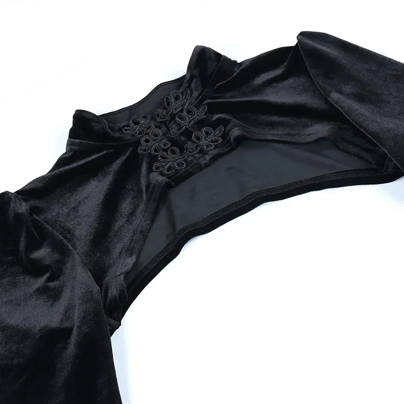 Викторианский косплей винтажная черная бархатная укороченная куртка женское