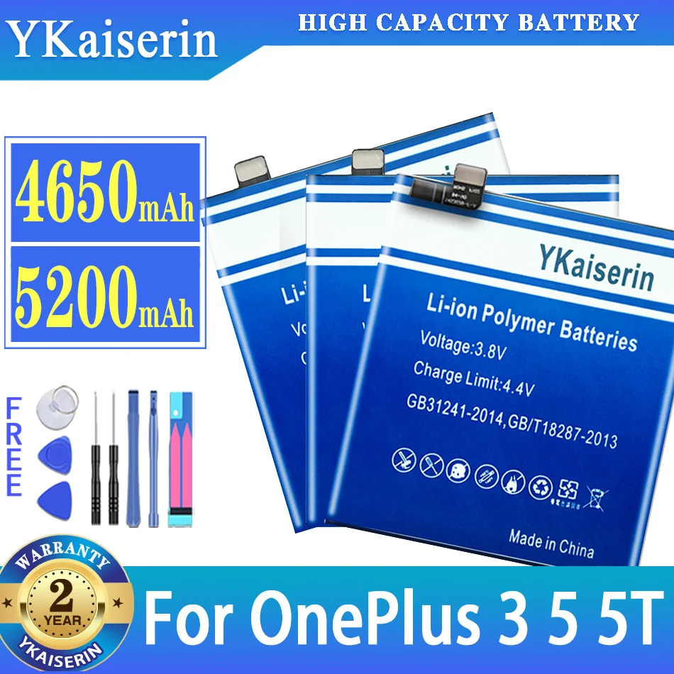 

YKaiserin Battery BLP613 BLP637 For OnePlus 3/5/5T/For OnePlus 1+ 3/5/5T/for OnePlus3/OnePlus5/OnePlus5T/batteria Free Tools
