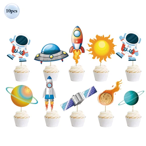 Украшения для детского стола на день рождения с солнечной системой и аксессуарами на Космический Шаттл, астронавт, галактика, планеты, воздушные шары