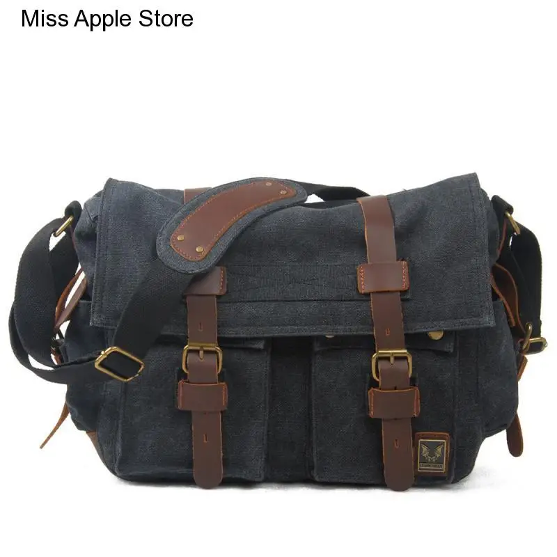 waterproof Camera Bag liner SLR Vintage Canvas splicing real leather bag Single Shoulder Messenger Bag casual photography