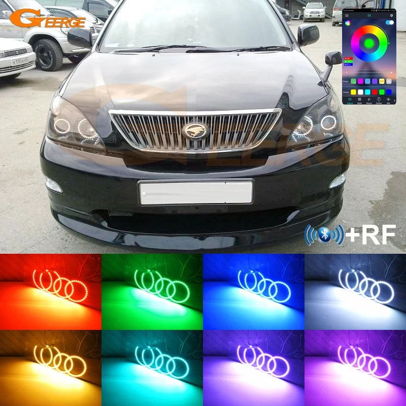 

Geerge For LEXUS RX Toyota Harrier U3 2004-ON RF Remote Bluetooth-Compatible APP Multi-Color RGB Led Angel Eyes Kit Halo Rings