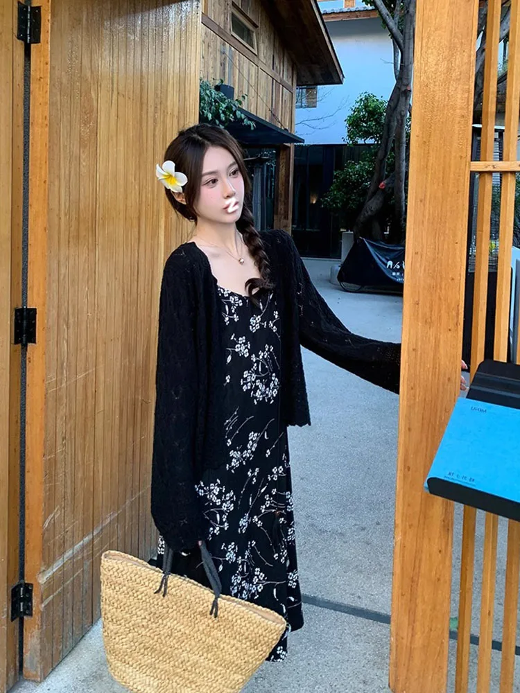 Женский вязаный кардиган с V-образным вырезом элегантный простой свободный