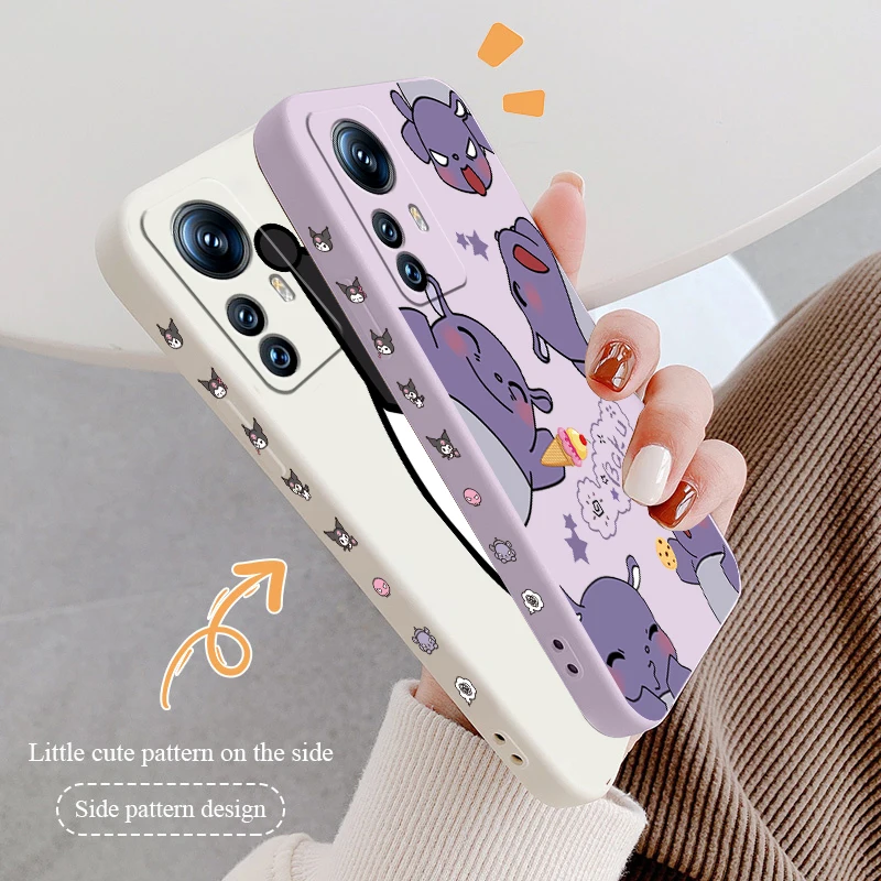 

Cartoon Kuromi Cute Sanrio Case For Xiaomi 12T 12S 12 11 Ultra 11T 10T 9T Note 10 Pro Lite 5G Liquid Left Rope Phone Cover Coque