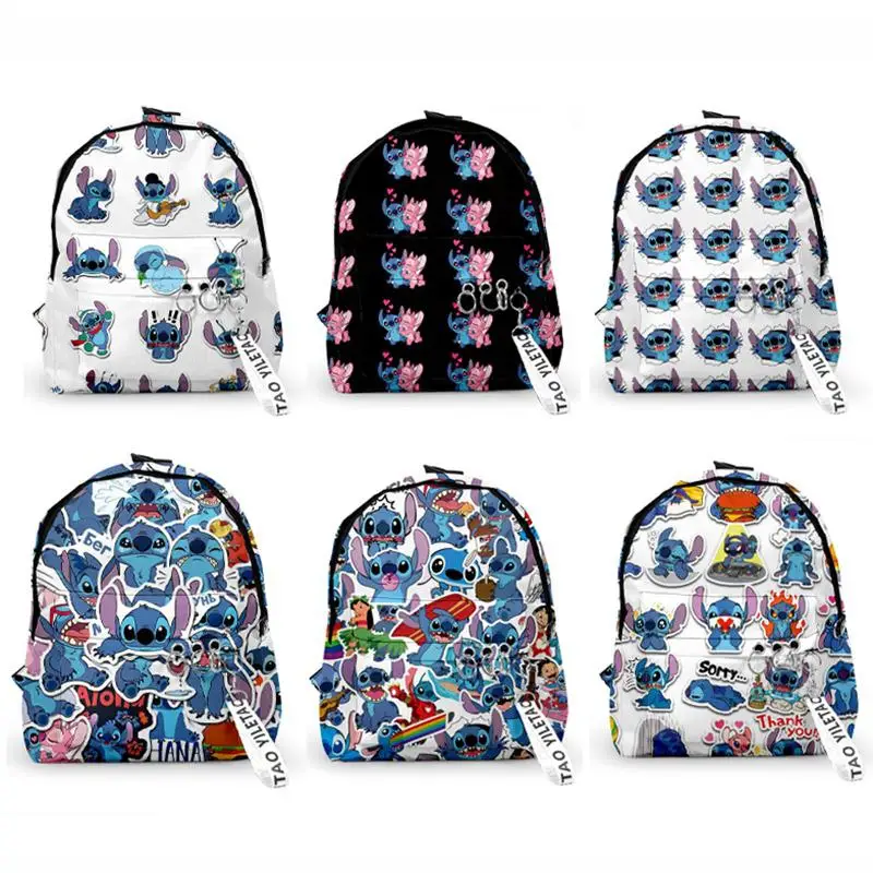 

Disney Cartoon Lilo & Stitch Anime Backpack Kids School Bags Galaxy Space for Casual Schoolbags Starry Night Laptop Travel Bags