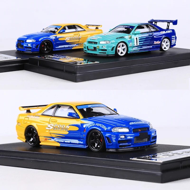 Быстрая скорость FS 1:64 Skyline GTR R34 ложка/Falken литая под давлением модель автомобиля из