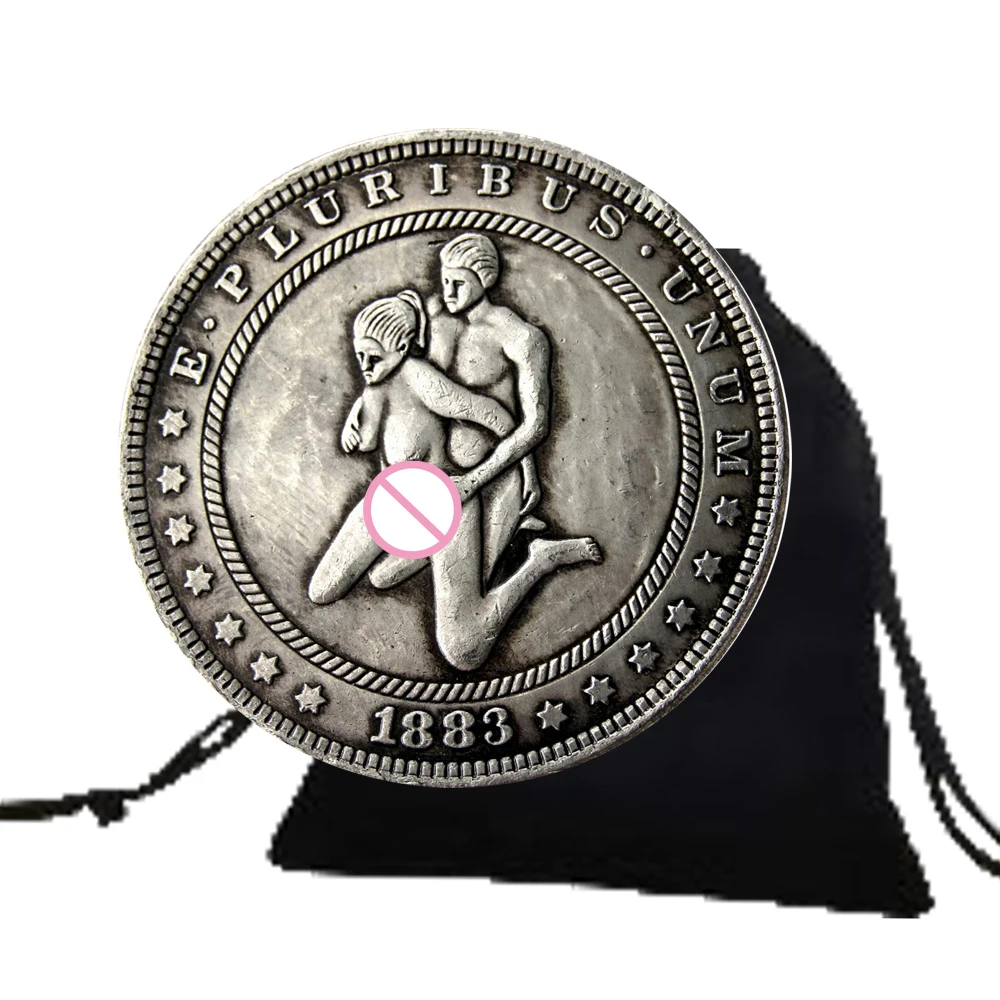 

Sexy Angel Kiss Lover One Dollar Love Coin Art Couple Coins Fun Pocket Good Lucky Coins Morgan Dollar Memory Coin+Gift Bag