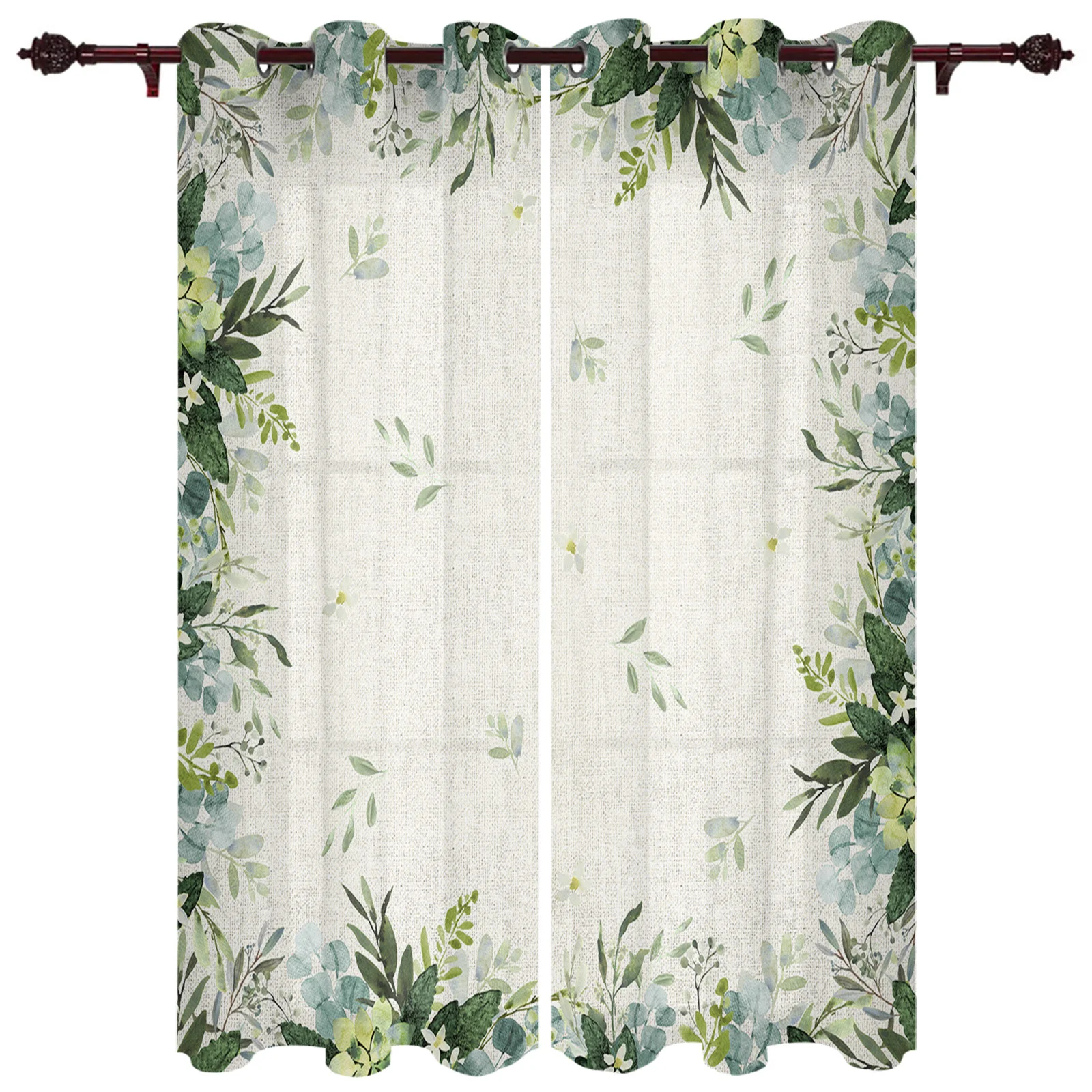 

Watercolor Eucalyptus Leaves Farm Vintage Modern Window Curtains for Living Room Bedroom Curtain Kitchen Treatment Blinds Drapes