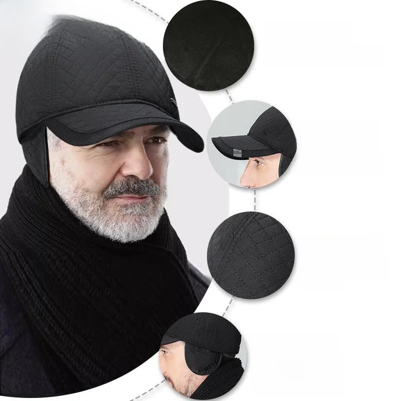 Осенне-зимняя шапка среднего возраста мужская зимняя с полями высокого класса