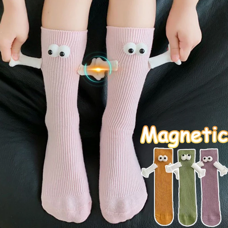 

Magnetic Holding Hands Socks Children's Cartoon Big Eyes Doll Stockings Creative Club Celebrity Mid Tube Sock Sweet Kawaii Sox