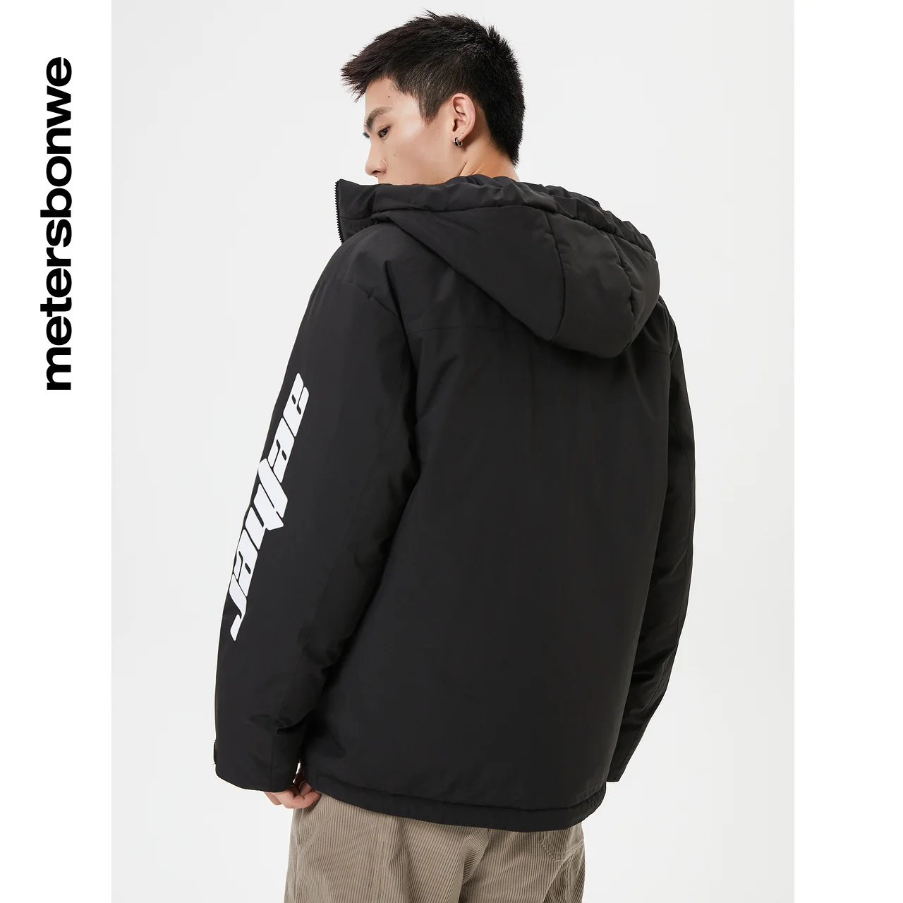 Metersbonwe Hooded Letter Print Down Jacket Men Winter Warm Fashion Fit Down Coat Jackets Male Brand Outerwear New Clothing