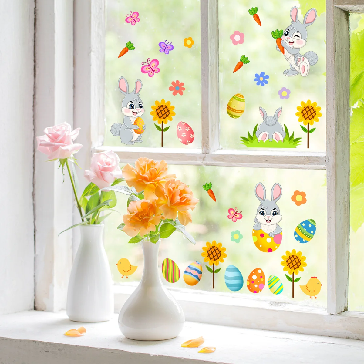 

Модная Наклейка на окно, натуральные комнатные декоративные наклейки, бабочки, цветы, декоративные наклейки, настенные наклейки, домашний декор