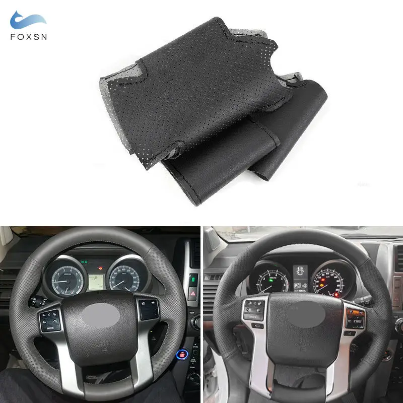 

Car Steering Wheel Black Leather Cover Trim For Toyota Land Cruiser Prado 2010-2015 Tundra 2013-2017 Tacoma 4Runner 2011-2016