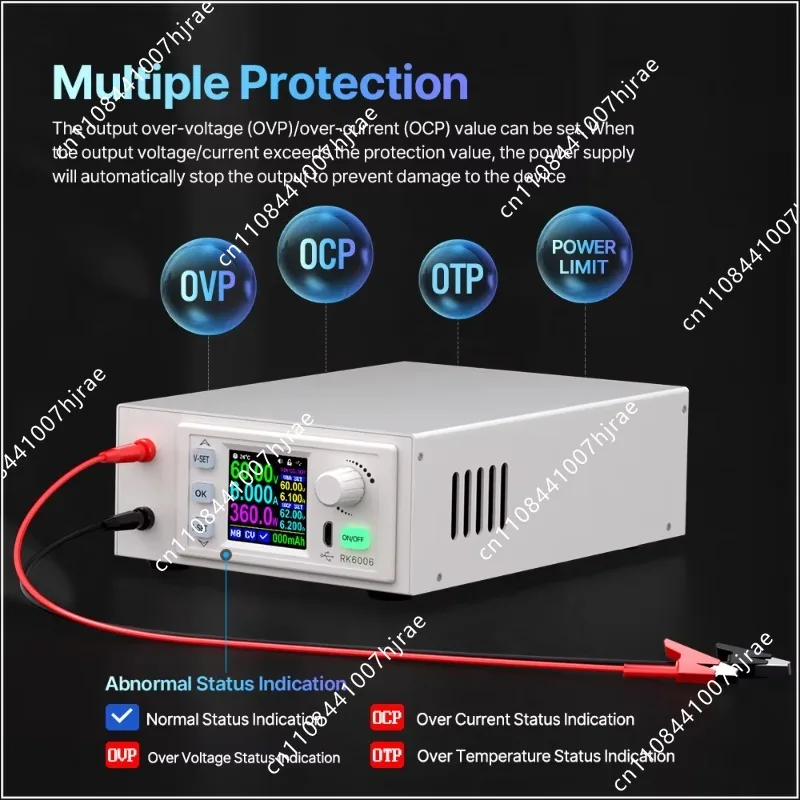Фото RK6006-C Прецизионный импульсный регулятор напряжения AC-DC, лабораторный источник питания 0-60В 6А, цифровой стабилизатор для зарядки аккумуляторов, обслуживания и тестирования №4