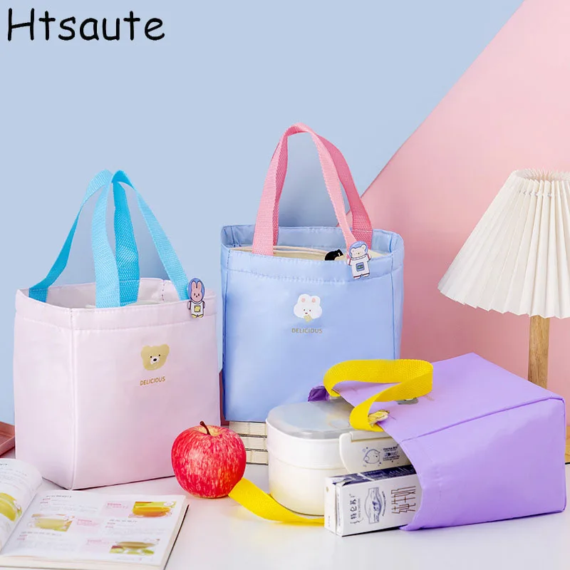 

1 Pc Cartoon Women Lunch Bag Waterproof Polyester Fresh Color Food Cooler Bags Thermal Oxford Lunch Box Tote Bag