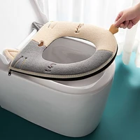 1pcs lovely cartoon thickened warm toilet seat cover home toilet overcoat case gasket zipper universal cushion
