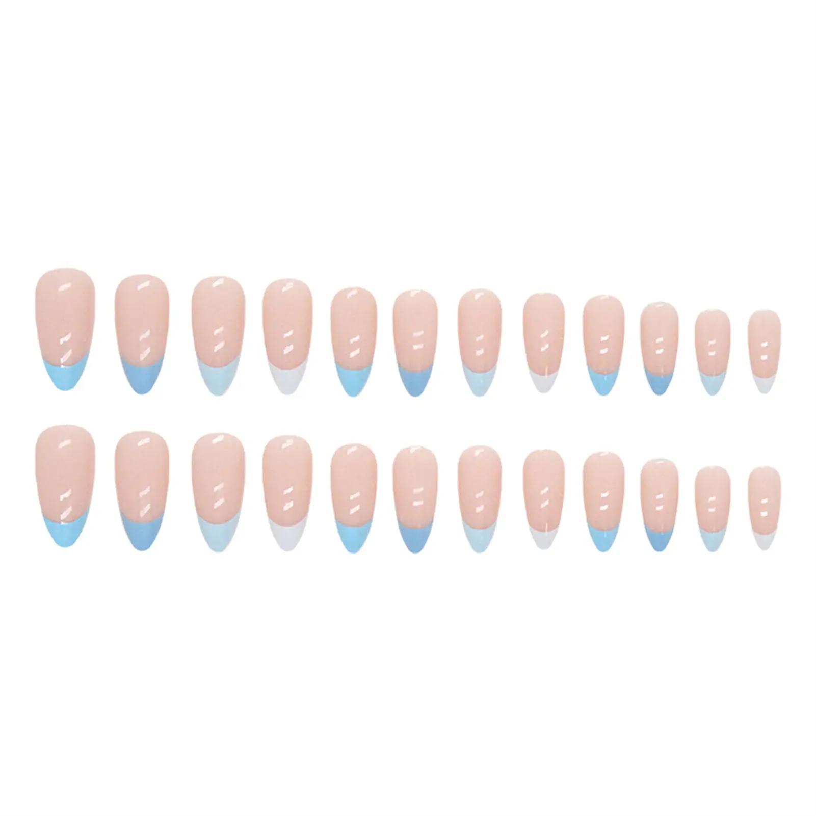 

Синие и белые нажимные ногти, долговечные безвредные искусственные ногти для леди, макияж для красоты ногтей