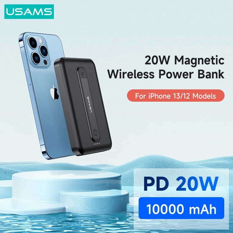 

USAMS PD 20W Magnetic Power Bank Wireless Output 15W Mini Powerbank QC FCP AFC External Battery For iPhone 13 12 Huawei Xiaomi