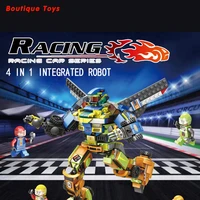 hot selling interesting new sports car compatible with lego building blocks assembling robot 4 in 1 racing boy deformation toy
