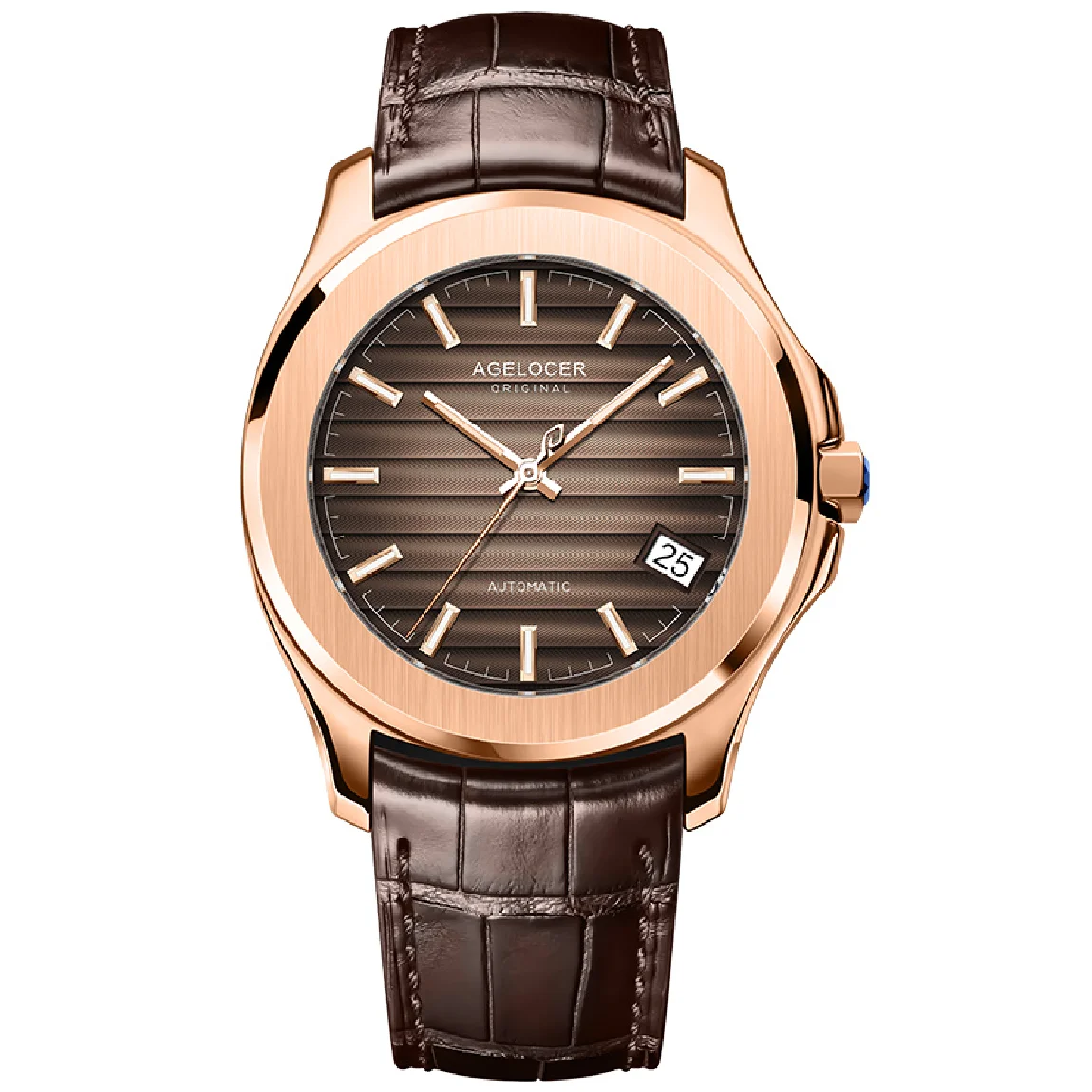 

AGELOCER Brand Luxury Men's Mechanical Watches Rose Gold Waterproof Power Reserve Brown Male Clock Automatic Wrist Watch For Men