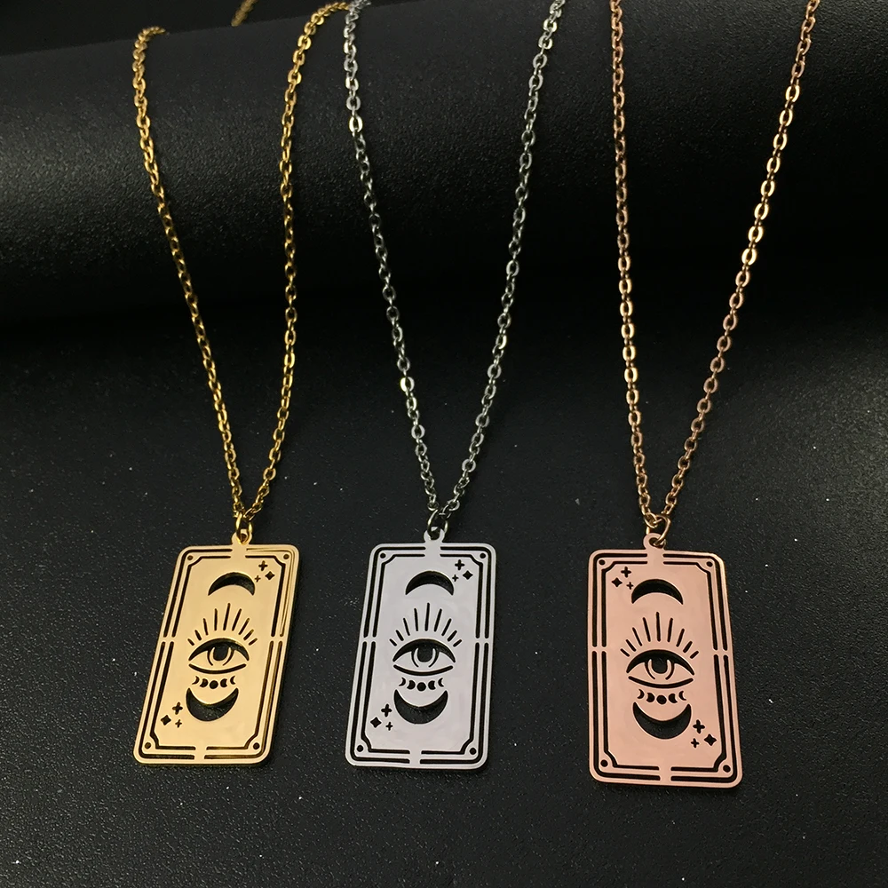 

Moon Phase Necklace Fashionable Card Charm Choker Necklaces Wicca Witchcraft Goth Supernatural Jewelry for Male and FemaleYP8755