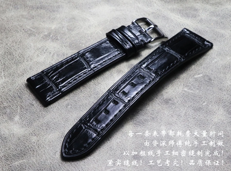 

19x16mm 20x16mm Crocodile Luxury Design Leather Watchbands Men Black Watch Band High-end alligator replacement Watch Belt Straps