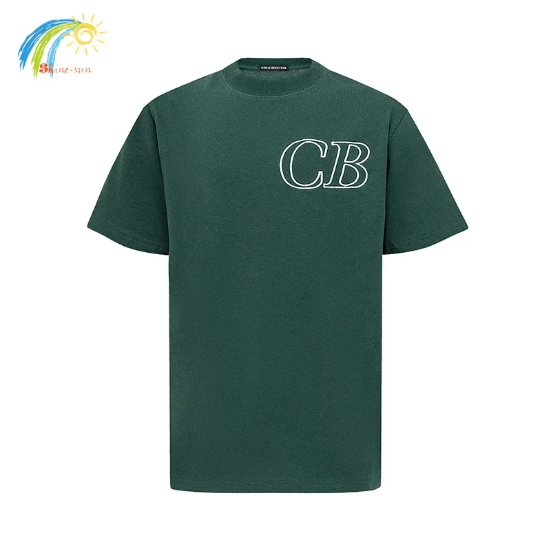 

Men Women Simple Couple CB Hollow Logo Embroidery Cole Buxton T-Shirt Top Quality Cotton Oversize Short Sleeve Tee Green T Shirt