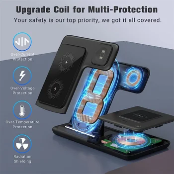 100W Wireless Charger 3 in 1 For iPhone 14 13 12 Pro Max 11 X 8 Fast Charging Dock Station For Apple Watch 8 7 6 Chargers Stand