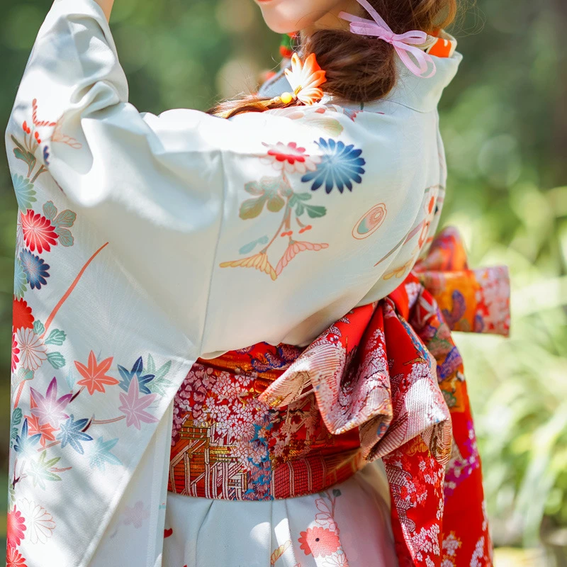 Традиционное японское кимоно Furisode юката с Оби 5 шт. Женский гейши винтажный