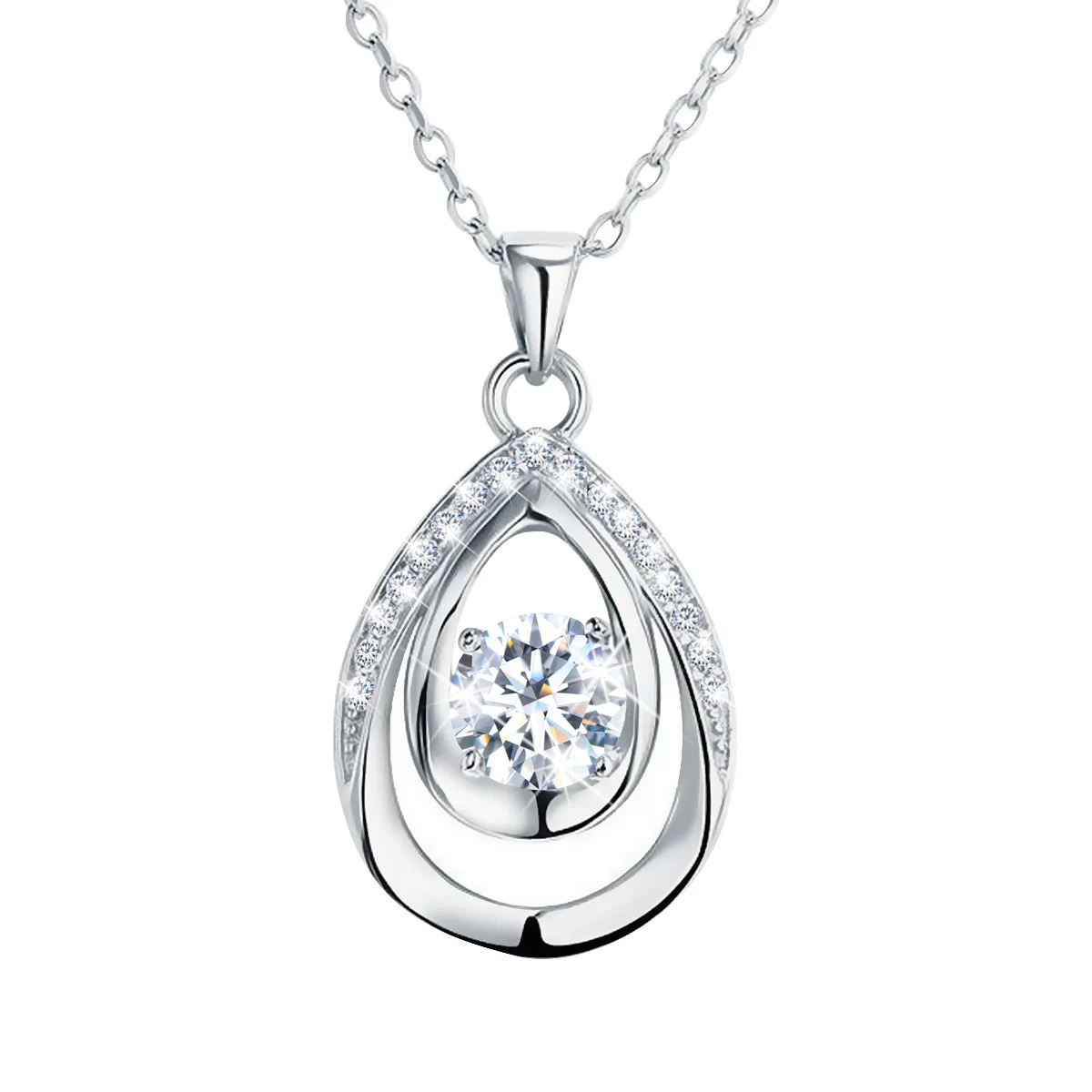 

Szjinao 1ct Moissanite 925 Sterling Silver Teardrop Pendant Necklaces For Woman Trend Luxury Party Banquet Fine Jewelry