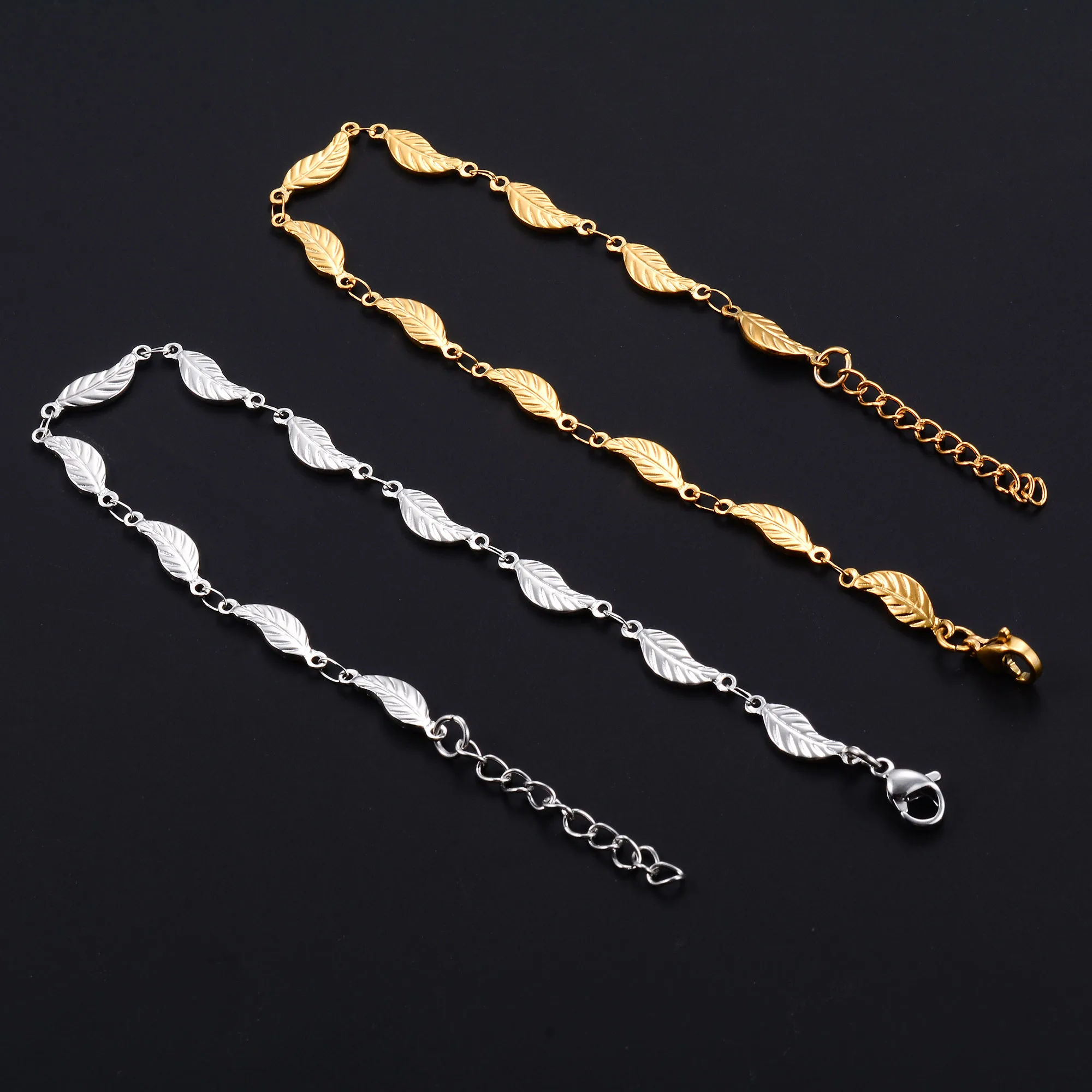 4 8 мм уникальный браслет-цепочка из нержавеющей стали с листьями для женщин