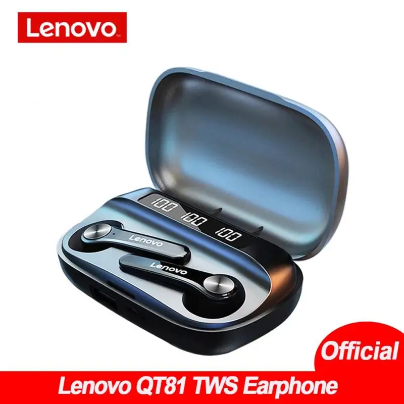 

Lenovo QT81 Wireless Earphone Bluetooth 5.0 Headphones 1200 MAh AI Control Gaming Headset Stereo Bass Dual Mic Noise Reduction