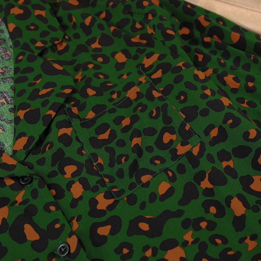 Spring Autumn Cotton Women Long Sleeve Pajamas Set Sexy Nightwear Leopard Print Thin Simple French Home Clothes Trousers Loose