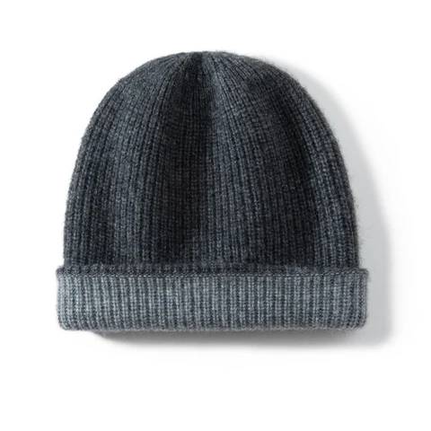 MERRILAMB шапка из чистого кашемира для женщин, зимняя двухслойная утепленная вязаная шапка Skullies, шапки, женские уличные шапки